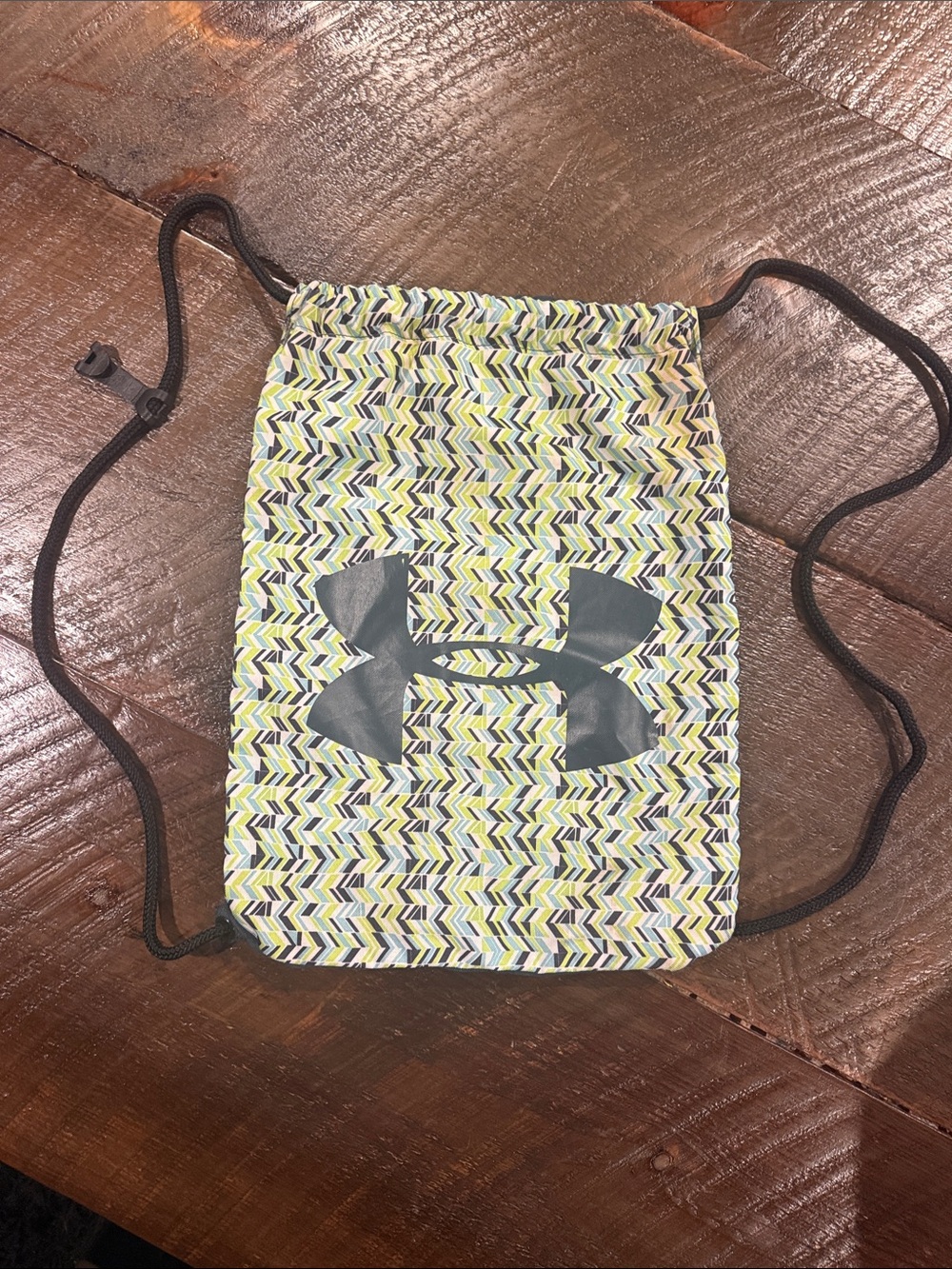 Under Armour Yellow Chevron Drawstring Bag with Black Logo
